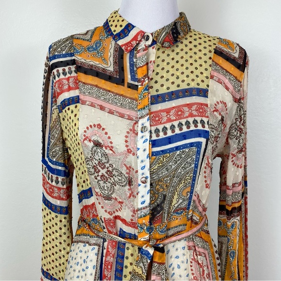 Zara Swiss Dot Printed Patchwork Midi Maxi Shirtdress - Picture 6 of 11